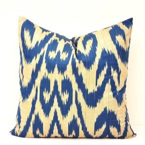 Blue Throw Ikat Pillow Cover