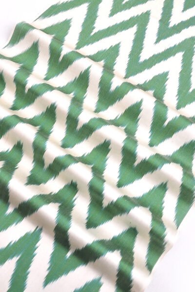 Green Ikat Chevron Fabric Yard