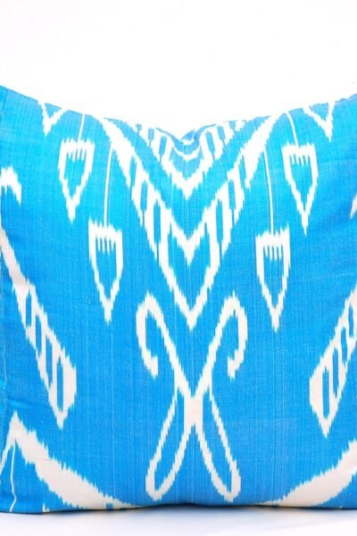 Blue Ikat Throw Cushion Cover