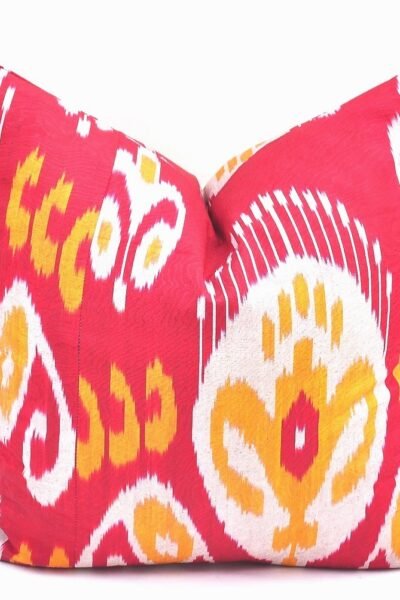 Red Ikat Throw Cushions