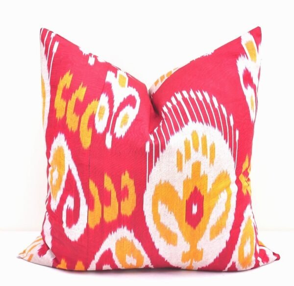 Red Ikat Throw Cushions