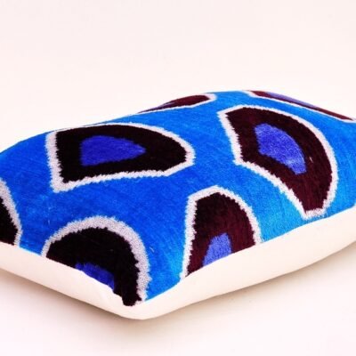 Alternative view of Blue Velvet Silk Ikat Pillow Cover
