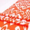 Ikat Fabric Orange Handloom Ikat Silk Textile