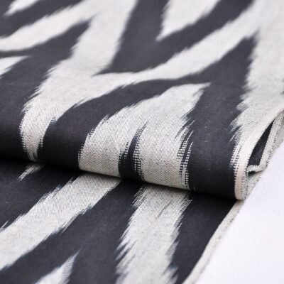 Alternative view of Black White Chevron Ikat Silk Fabric