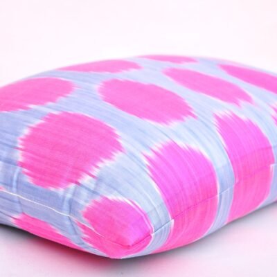 Alternative view of Pink Polka Dot Ikat Lumbar Pillow