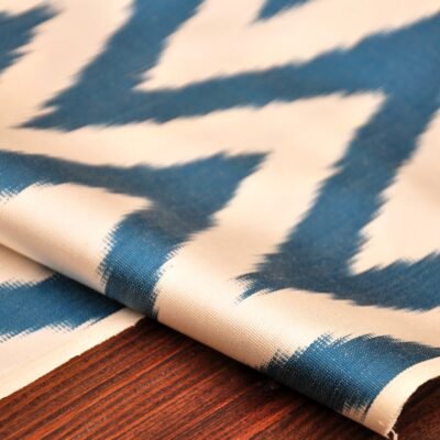 Alternative view of Blue Chevron Silk Cotton Textile