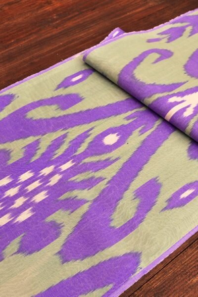 Purple Silk Cotton Ikat Fabric