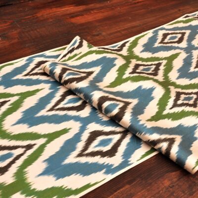Rhombus Silk and Cotton Ikat Fabric