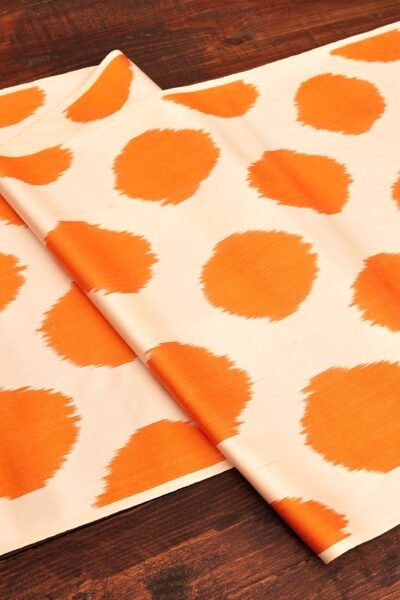 Circle Orange Silk and Cotton Textile