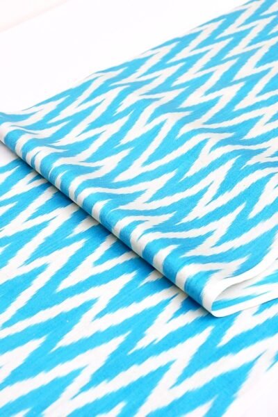 Best Quality Ikat Fabric Blue Chevron