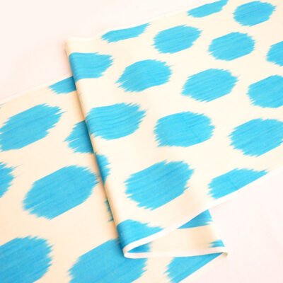 Blue Polka Dot Linen Fabric Upholstery
