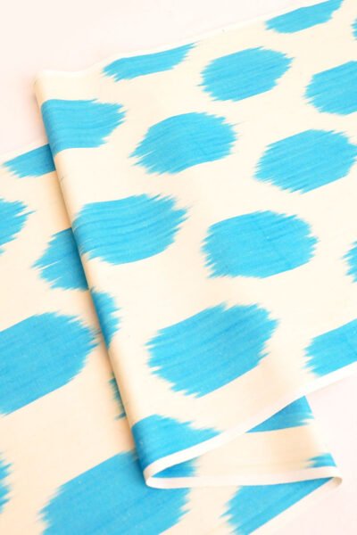 Blue Polka Dot Linen Fabric Upholstery