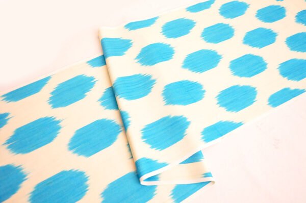 Blue Polka Dot Linen Fabric Upholstery