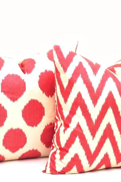 Red Chevron Polka Dot Pillow Pairs