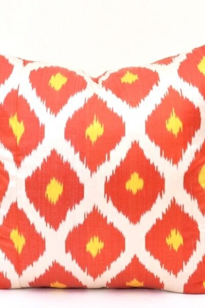 Orange Ikat Throw Pillow