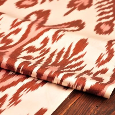Alternative view of Brick-Red Ikat Silk and Cotton Fabric