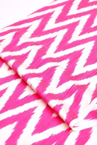 Finest Silk Ikat Hot Pink Chevron Fabric