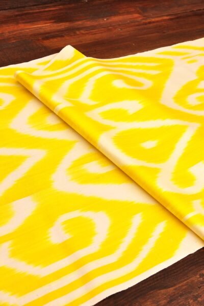 Rich Lemon Silk and Cotton Ikat Upholstery