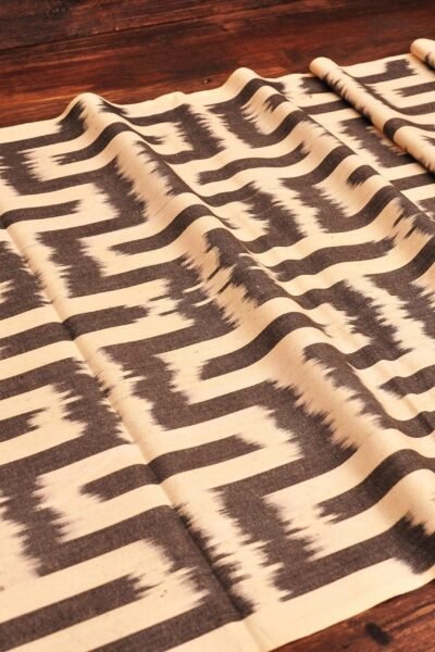 Black And White Cotton Ikat Fabric