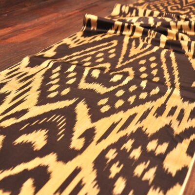 Alternative view of Golden Black Ikat Fabric