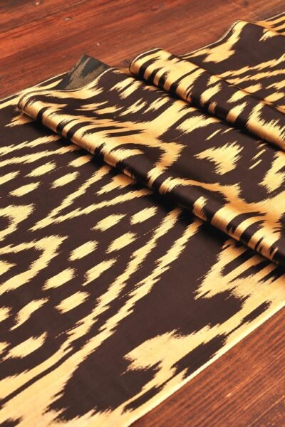 Golden Black Ikat Fabric