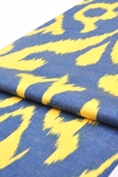 Yellow Blue Ikat Boho Fabric