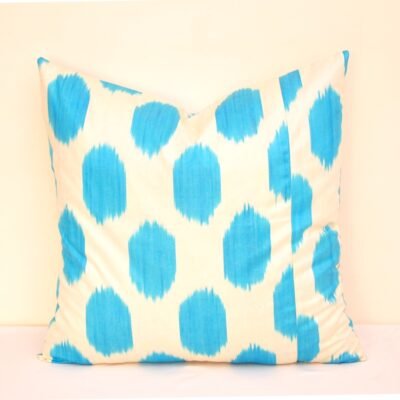 Blue Polka Dot Decorative Ikat Pillow