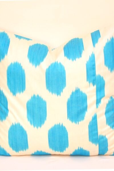 Blue Polka Dot Decorative Ikat Pillow