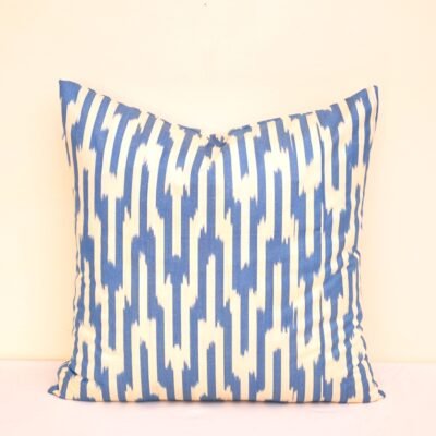 Blue Cotton Ikat Decorative Pillow