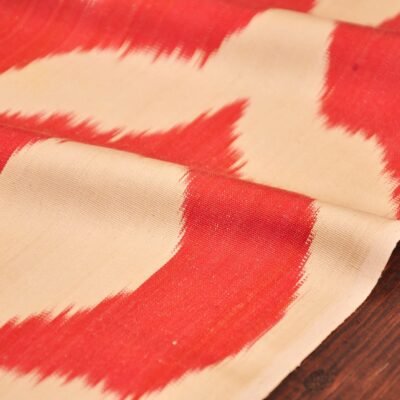 Alternative view of Orange White Silk Ikat Fabric