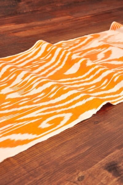 Uzbek Orange Ikat Fabric