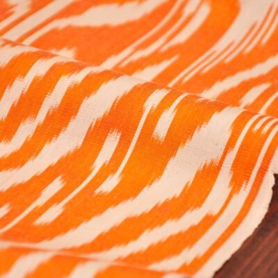 Alternative view of Uzbek Orange Ikat Fabric