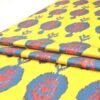 Blue pomegranate Yellow Ikat fabric