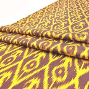 Brown Yellow Ikat fabric by the yard width 60 cm