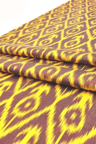 Brown Yellow Ikat fabric by the yard width 60 cm