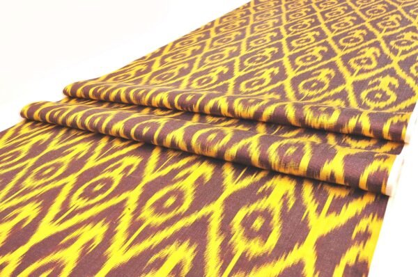 Brown Yellow Ikat fabric by the yard width 60 cm