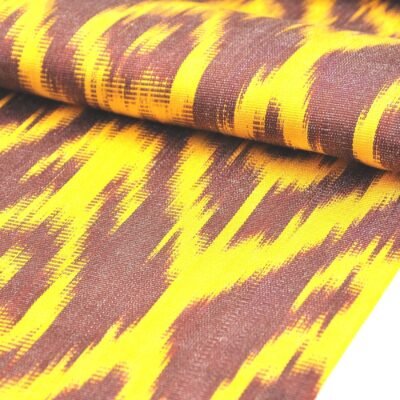 Alternative view of Brown Yellow Ikat fabric by the yard width 60 cm