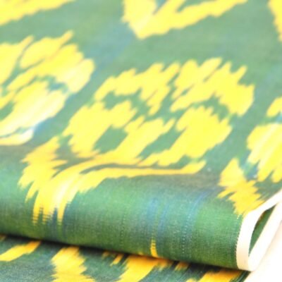 Alternative view of Yellow Green Ikat Fabric by the metre