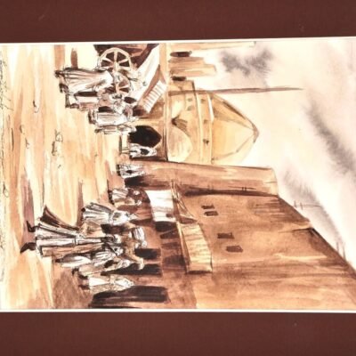 " An Old City" Monochrome Painting