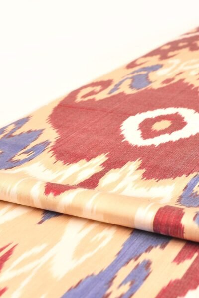 Brick Red and Blue Ikat Adras