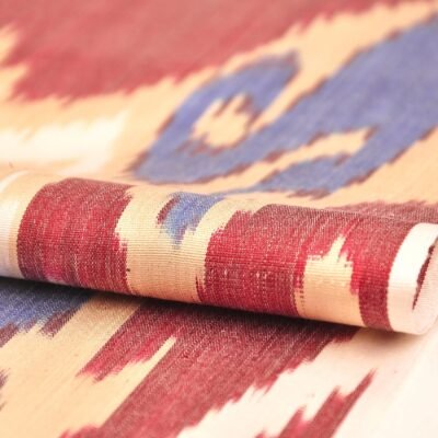 Alternative view of Brick Red and Blue Ikat Adras