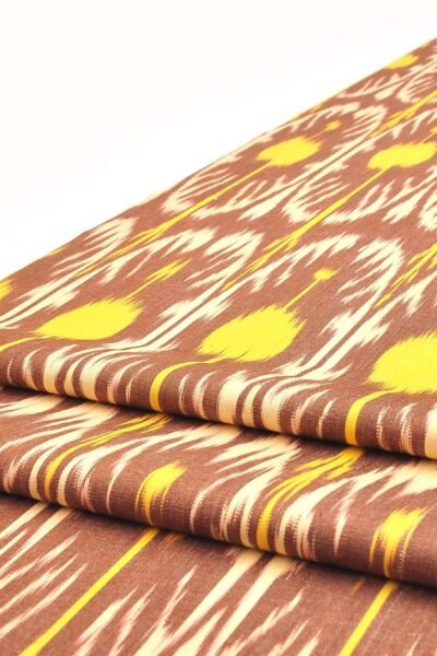 Brown Yellow Handwoven Silk Ikat Fabric