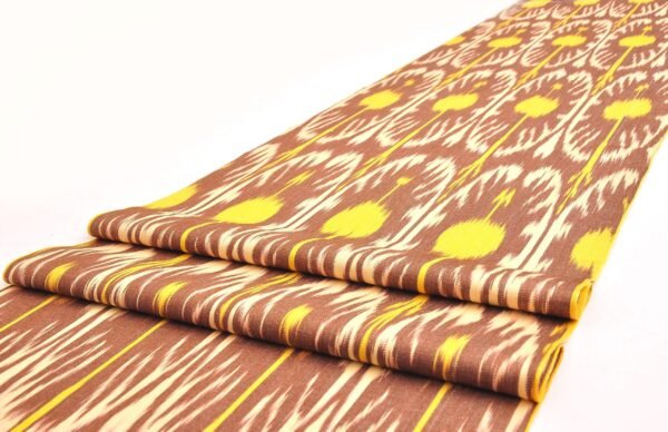 Brown Yellow Handwoven Silk Ikat Fabric