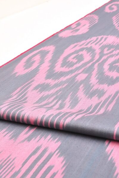 Pink Black Cotton Ikat Fabric