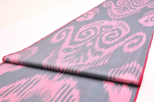 Pink Black Cotton Ikat Fabric