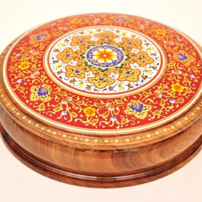 Small Round Hand Painted Lacquer Box