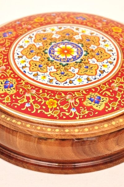 Small Round Hand Painted Lacquer Box