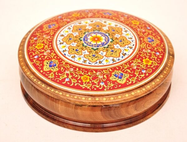 Small Round Hand Painted Lacquer Box