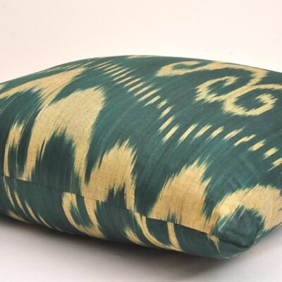 Alternative view of Green Accent Ikat Organic Cotton Pillow