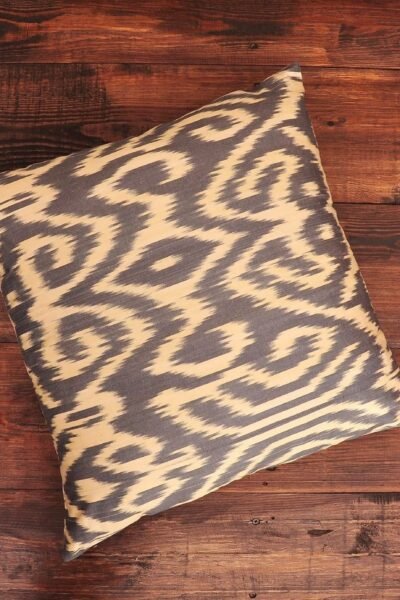 Pewter Cotton Damask Cushion